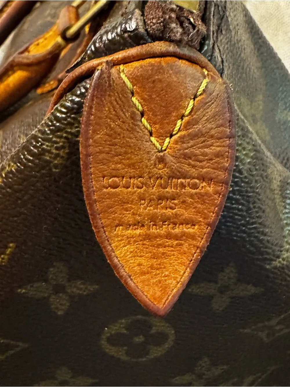 Vintage Louis Vuitton Brown Monogram Satchel with Tan Trim - Picture 3 of 13